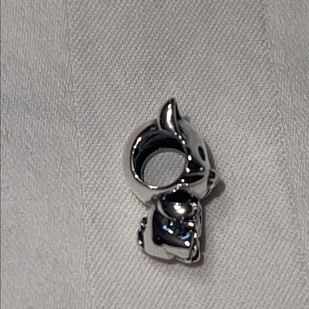Sterling Silver Fishbone Cat Charm with Blue Accents - Picture 6 of 11